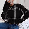 Europäischer & Amerikanischer Karomuster Farbblock Rundhals Pullover Strickware für Damen - Herbst/Winter Stil