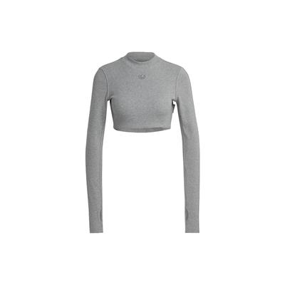 Originals X Blue Version Long Sleeve Solid Color Sports Crop Top Women Tops Gray HK7233