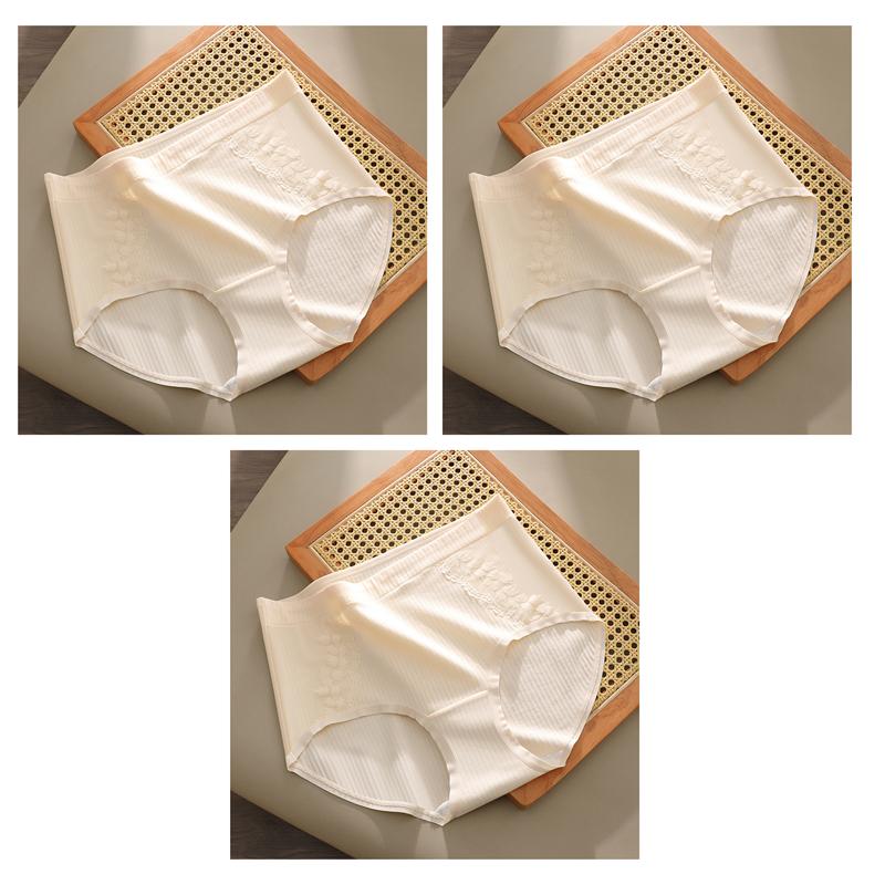 3 PCS Plus Size Underwear Women High Waist Cotton Panties Breathable Floral Lace Briefs for Middle Aged Mom Ladies Briefs XL XXL 3XL 4XL 5XL