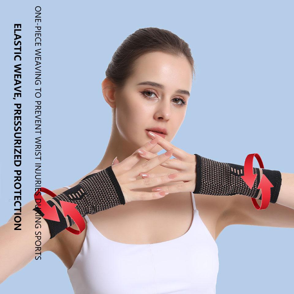 Gobygo 1Pair Elastic Wrist Support Copper-Containing Nylon Knitted Fabric Copper Ion Wrist Guard Palm Protection Pressure Unisex