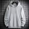 Reines Baumwoll-Kapuzensweatshirt Herren Einfarbig Locker Übergröße Lässig Sportlich Plus Samt Verdickt Sweatshirt Kapuzenpullover