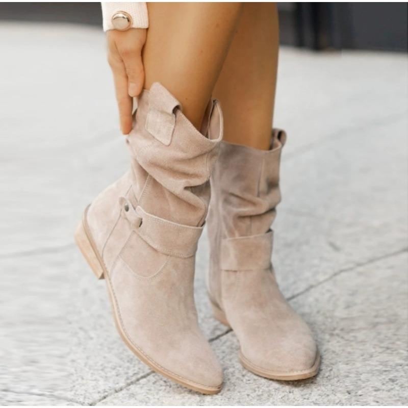 Winter New Style Popular Women's Boots Large Low Heel Plus Size 34-43 Suede Ankle Boots for Women Brown Long Boots  Mujer