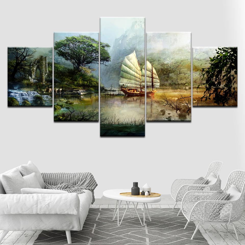 

The guild wars 5 Piece Wall Art Canvas Print modern Poster Modular art painting for Living Room Home Decor 20x35 20x45 20x55cm
