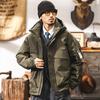 Mens Vintage Workwear Down Jacket Winter 2026 Mountain Outdoor Functional Parka Hooded Loose Fit Olive Black Coffee