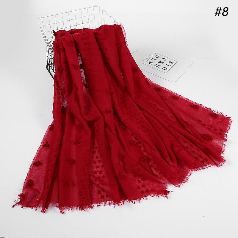 Flocked Bubble Chiffon Scarf Hijabs For Muslim Women Soild Color Breathable Islamic Headscarf Arab Head Scarves