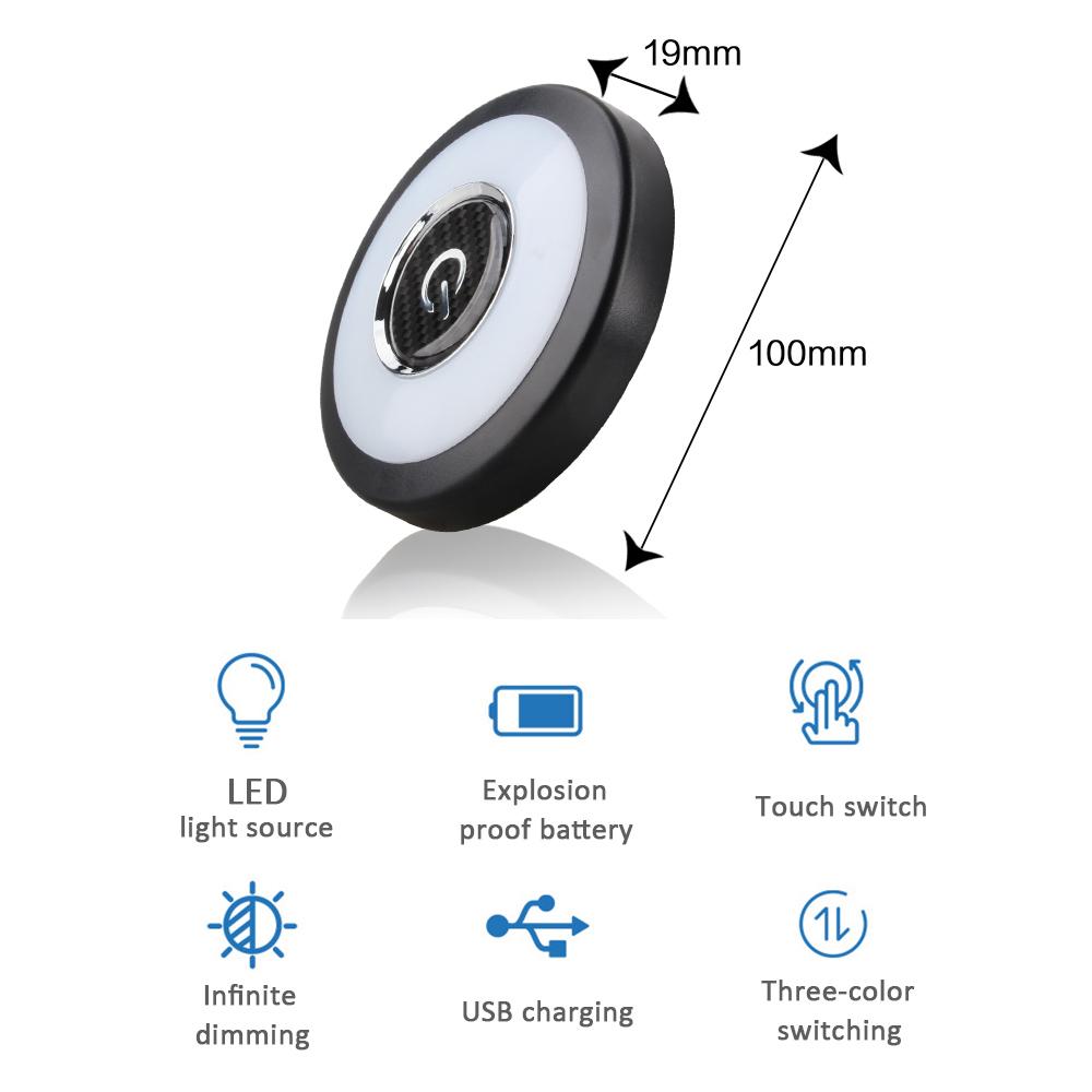 Universal Car LED Reading Lamp Round Ceiling light USB Charging Waterproof Magnet Interior Lighting Atmosphere Light