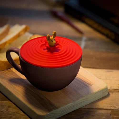 BONE Cup Cover, Mug Lid, Silicone, Cold and Heat Resistant, Dustproof, Leakproof, Airtight, Adhesive, Dishwasher Safe, Cute Cup Lid, 10cm, Yellow, Bla