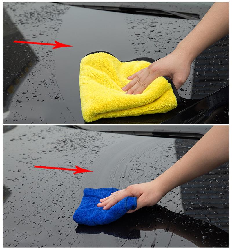 Microfiber Cleaning Towel Thicken Soft Drying Cloth Car Motorcycle Body Washing Towels Double Layer Clean Rags 30/40/60cm