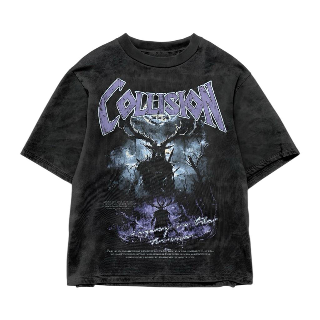 Oversized Tee Vintage t shirt Streetwear Design Collision Graphic Acid Wash Tee