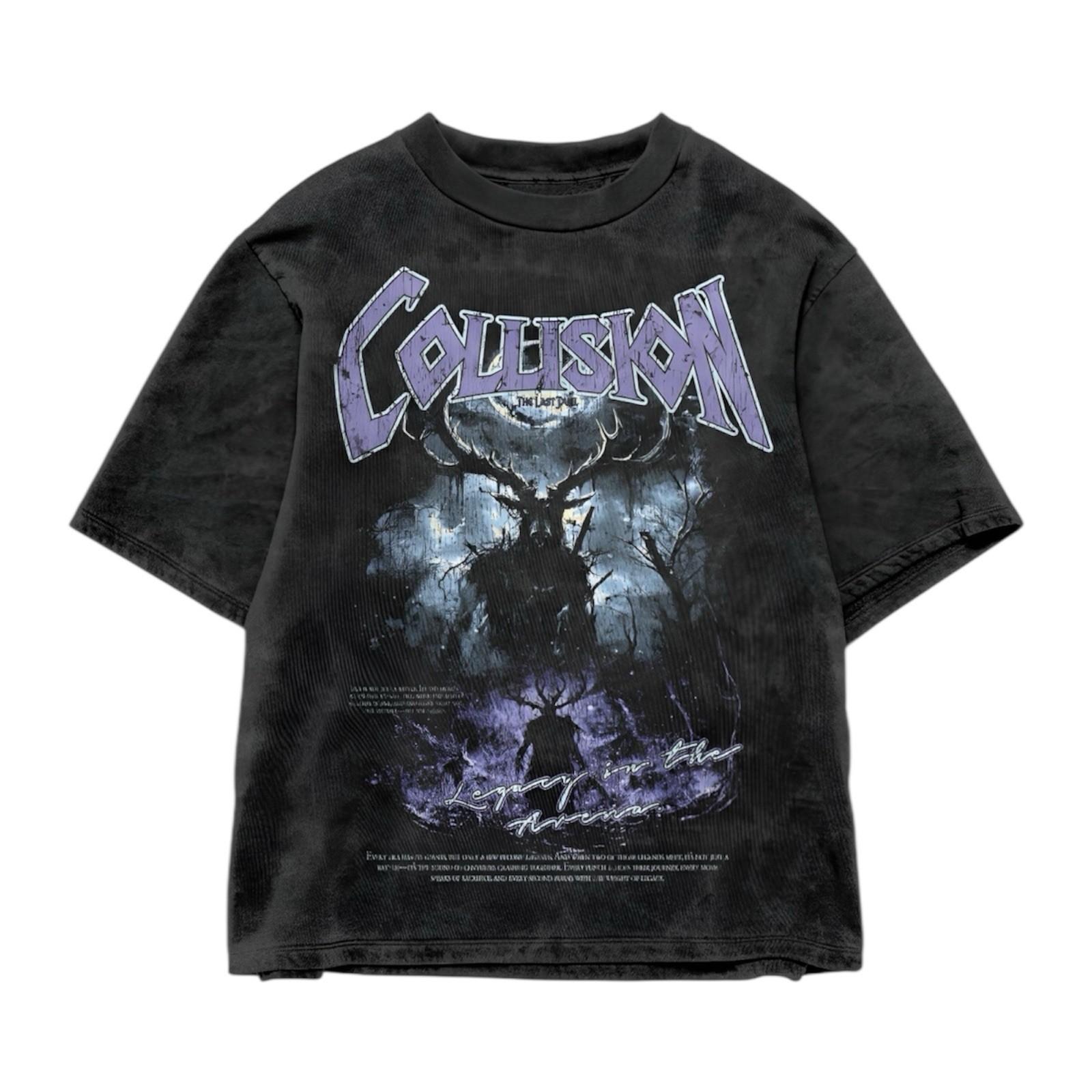 Oversized Tee Vintage t shirt Streetwear Design Collision Graphic Acid Wash Tee S разноцветный