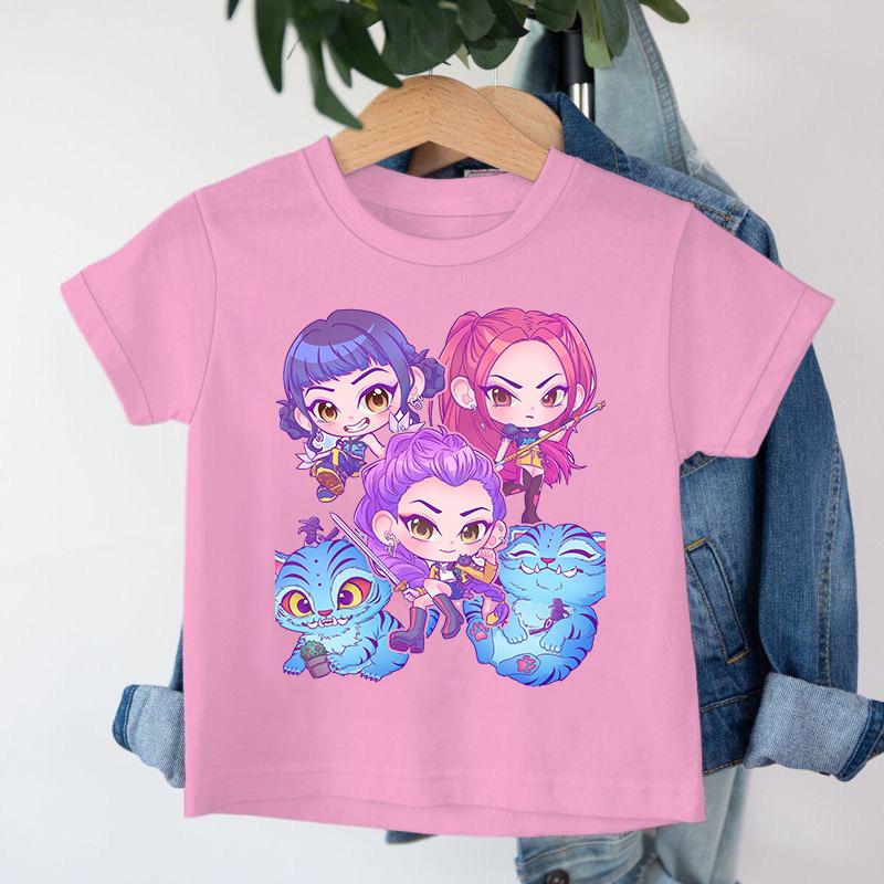 Nuova 2026 KPop Demon Hunters Saja Boys Cartone Animato Ragazzi T-shirt Girocollo Stampa Moda Casual Top T-shirt Bambini Abbigliamento Bambini