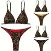 Women's Swimsuit Leopard Print Split Swimsuit Bikini Set Beachwear Bathing Suits