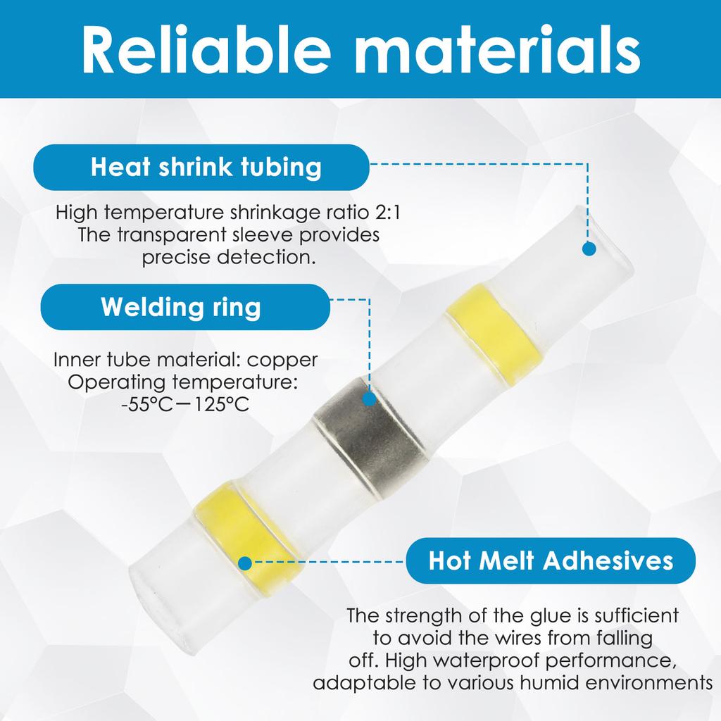 500/210pcs Heat Shrink Wire Connector Butt Terminals Kit Crimp Connectors Waterproof Insulated Electrical Terminals Marine Autom