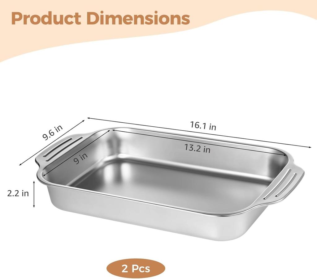 Nonstick Bakeware Set with Grips,Stainless Steel Nonstick Cookie Sheets/Baking Sheets Non-Toxic&Healthy, Mirror Finish&Rust Free