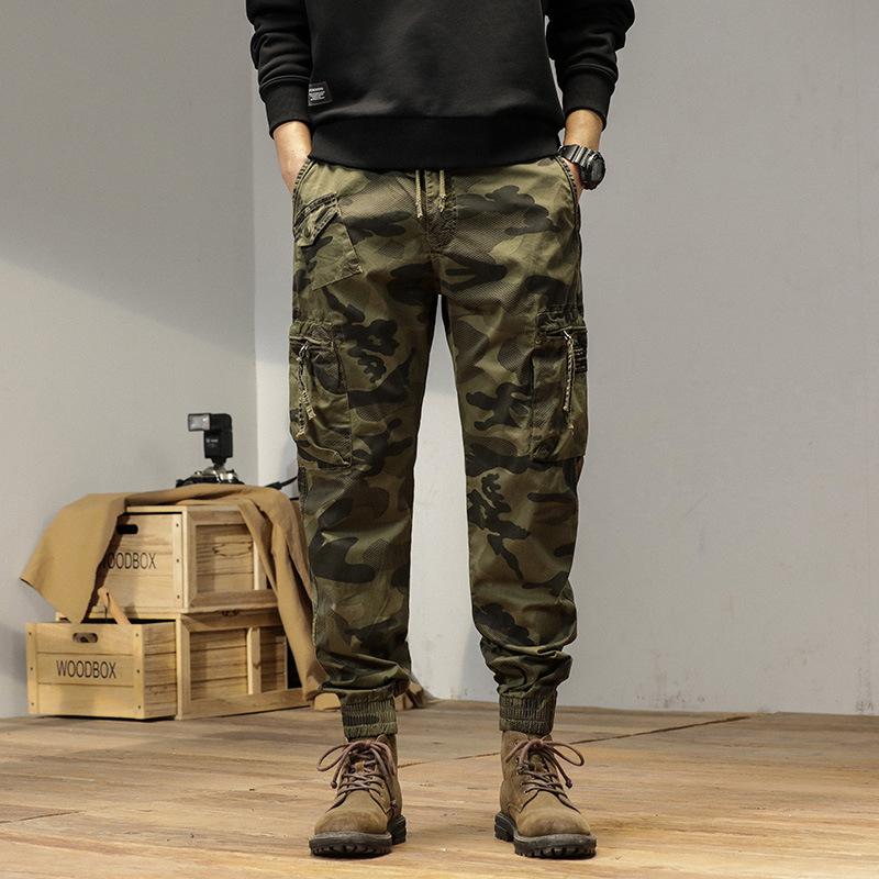 

Overalls men s summer versatile camouflage trend leggings loose pants functional loose high street trousers 38 армія зелений колір