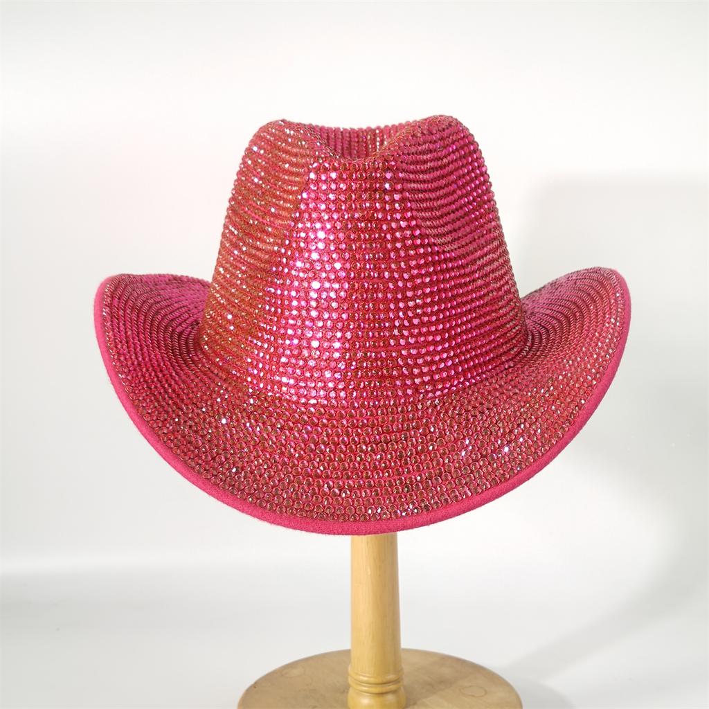 Super Glitzernder Cowboyhut Mit Strasssteinen Unter Den Lichtern Rot/Weiß Fedora Hut Bühnenbankett Hut Modischer Handgefertigter Hut