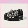 Mens Pu Fashion Leather Belt With Rivets And Buckle Punk Accessory Waist