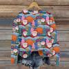 Women's Christmas Printed Casual Fashion Long Sleeve Round Neck Pullover Top