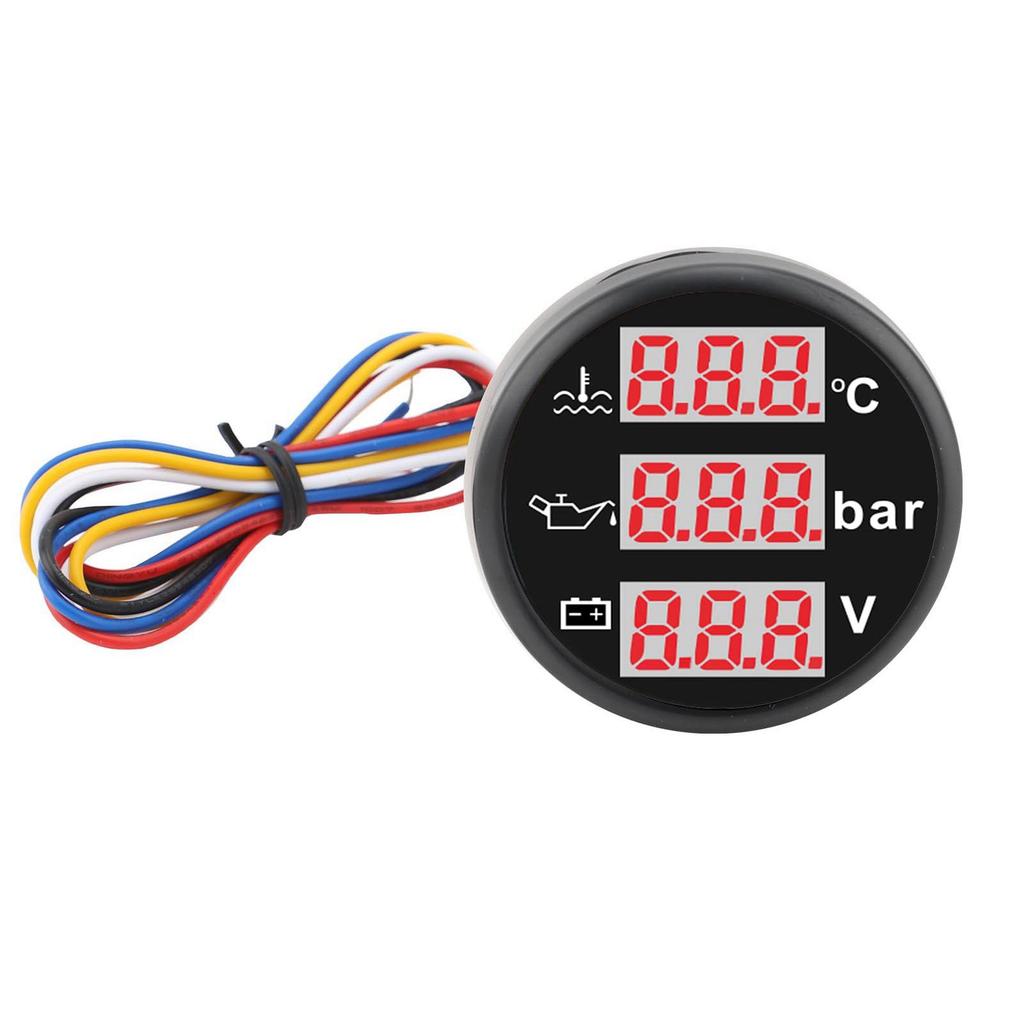 3 In 1 Instrument Sensor Kit Engine Coolant Temperature Oil Pressure Meter Battery Voltmeter for Car Boat 52mm Digital