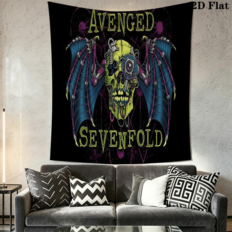 Sevenfold Skull Cross Graphic Tapestry Fashion Print Background Cloth Atmospheric Background Cloth Wall Covering Decoration Gift