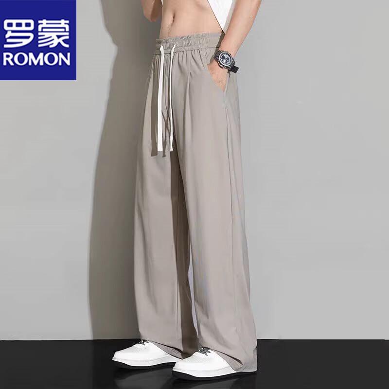 ROMON Men's Summer Casual Ice Silk Pants