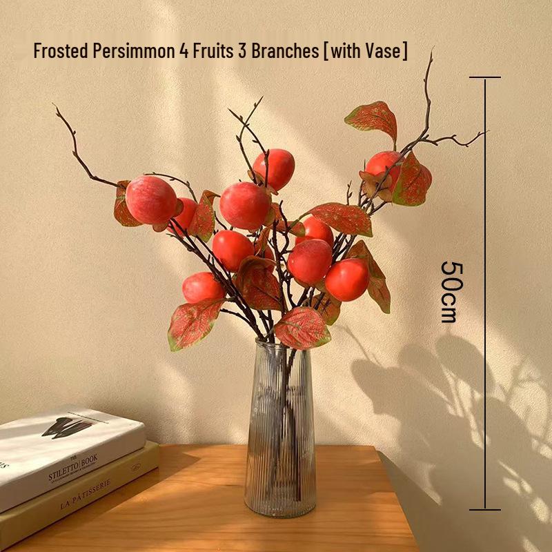 Persimmon Ruyi Ornament: Artificial Persimmon Tree Branches for Home or Hotel Decoration