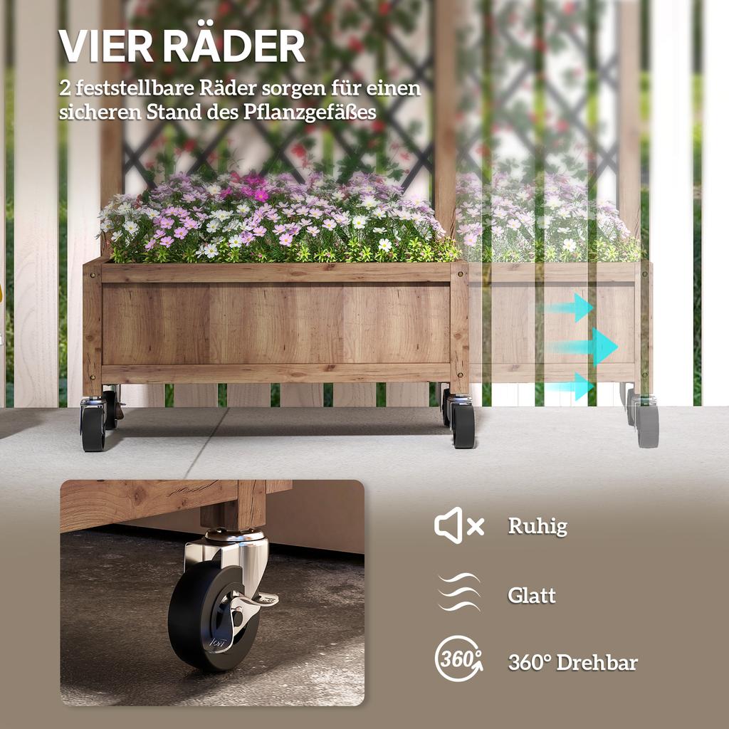 Wooden Planter, with Metal Trellis - Brown/Black