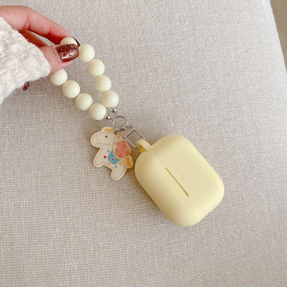 Simple Pony Bead Chain Earphone Cover for Apple AirPods 1 /1 Generation Solid Color Silicone Case PRO1 Niche PRO1