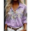 Summer Women's Shirt Flower Graphics Blouse Lapel Neck Blouse Women's Long Sleeve Shirts Womens Clothes Female Clothes