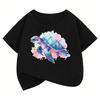 Y2K Children Tshirt Sea Turtle Colorful Kids Tshirts Summer Short Sleeve Tees Cartoon Animal Boys Girls Clothes Tops