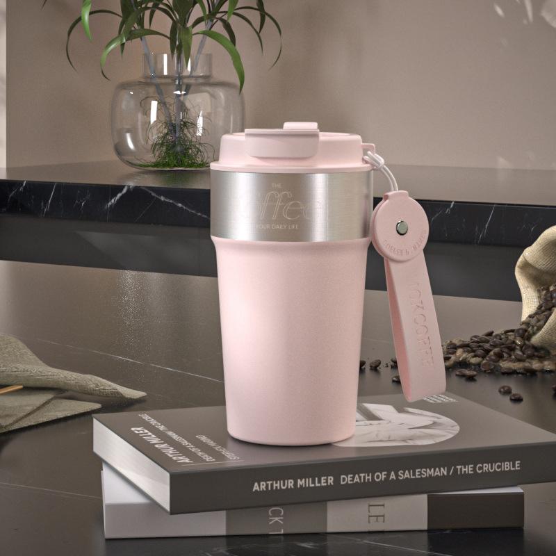 316 Stainless Steel Coffee Insulated Mug Portable Handheld Vacuum Insulated High-Value Light Luxury Business Mug For Men Woman 500ml розовый