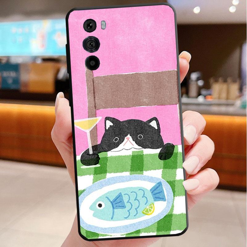 Phone Case For Motorola Edge 60 50 40 Pro 60 50 40 30 Ultra Neo Fusion Moto G Stylus G Cute Black Cats