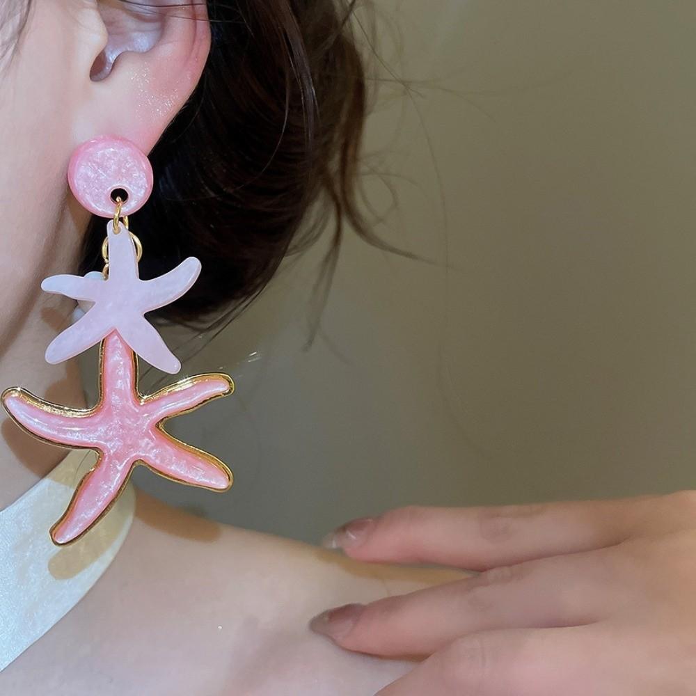 Candy Color Ocean Starfish Stud Earrings Shell Starfish Ear Pendant  Summer Beach