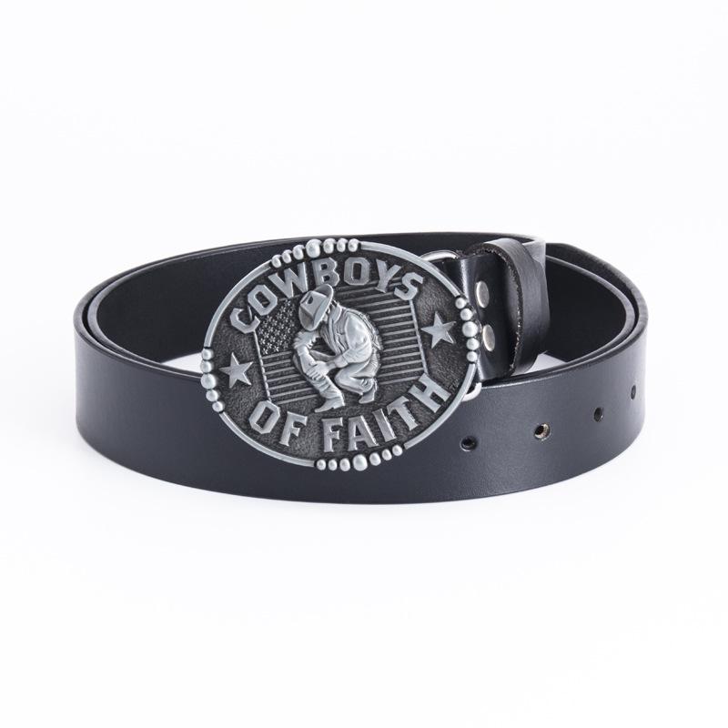 Men s Retro Full-Grain Cowboy Leather Belt - Western Identity Trousers Accessory 110cm