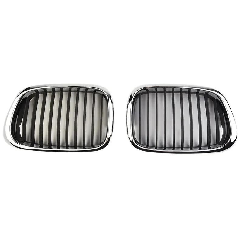 1 Paar Kühlergrills für BMW E39 5er Serie 525 530 535 540 M5 1998-2003 Front Chrom Schwarz Kühlergrill Ersatz Auto Außen Teile