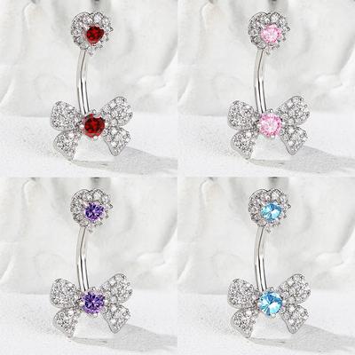 Exquisite Bow Belly Button Ring Zircon Navel Rings For Women Girls  Body Piercing Jewelry Sexy Belly Button Rings Gifts