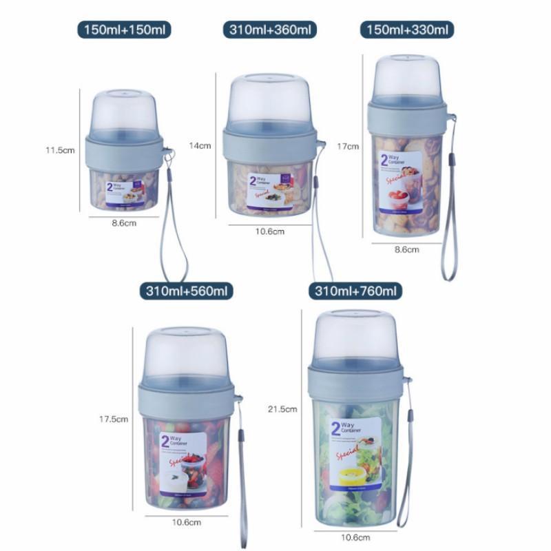 Nádoba na uchovávání čerstvých potravin Salátová jogurtová krabička Nádoba na cereálie Dvouvrstvé přenosné cestovní úložné sklenice Kuchyňský doplněk