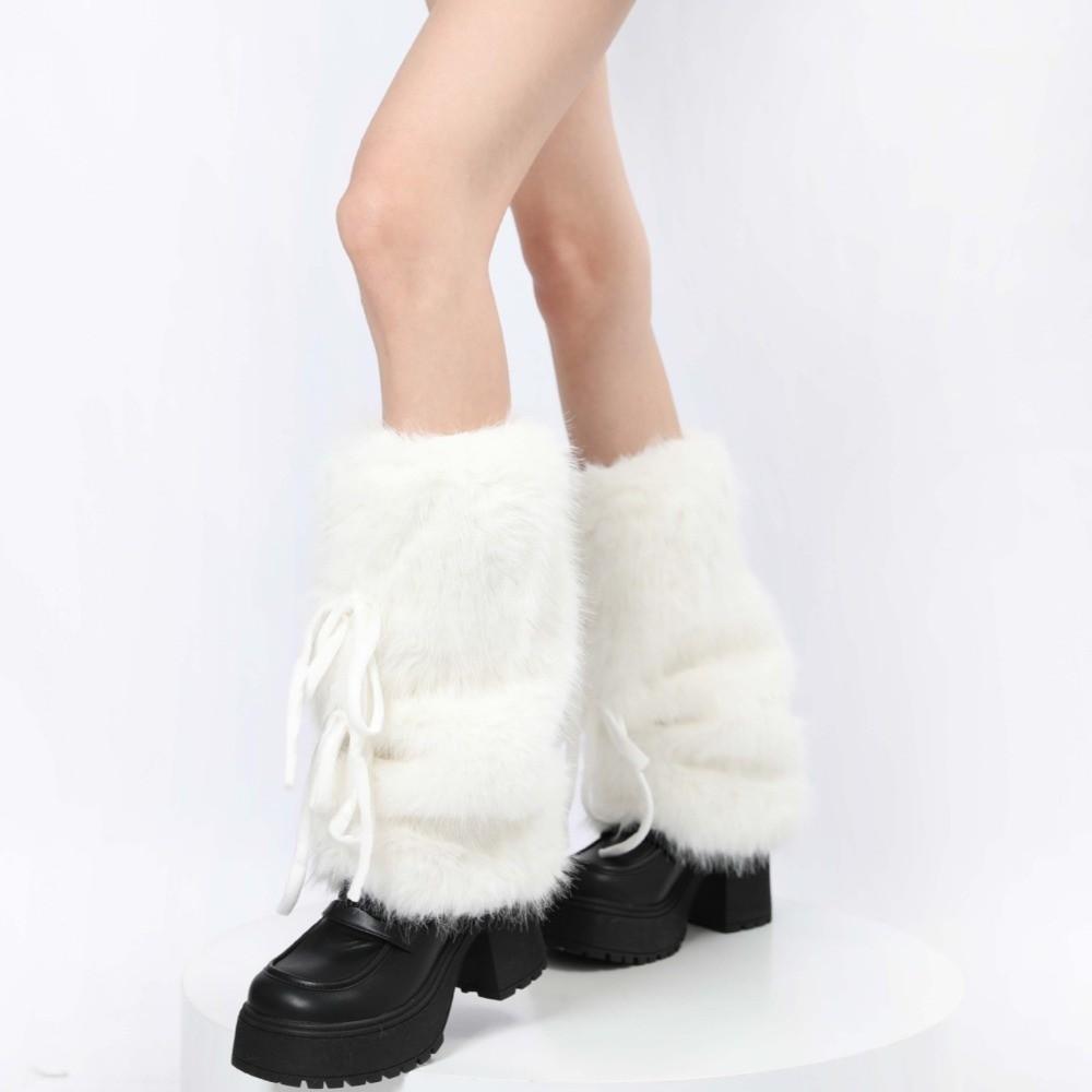 Harajuku Style Faux Fur Furry Leg Warmers Japanese Style 25/40/50cm Lolita Boots Cover Sweet Soft Long Tube Sock Spicy Girls