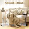 C Shaped Side Table, Small End Table with Adjustable Height and Metal Base for Living Room, Bedroom, Rustic Brown