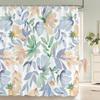Plants and Floral Shower Curtain, Texture Fabric Bathroom Decor Watercolor Flowers and Plants Shower Curtians with Hooks