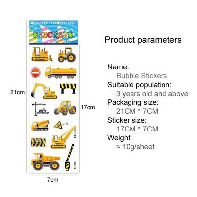 6pcs/set Children Sticker Toys Cartoon Style Stickers Scrapbook Album DIY Decoration Toy for Girls Boys Birthday Gifts TMZ
