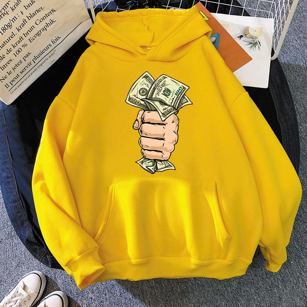 Money Roll 100 Hundred Dollar Hoodie for Men Long Sleeve Winter Clothes Womens Fleece High Street Streetwear Sudadera