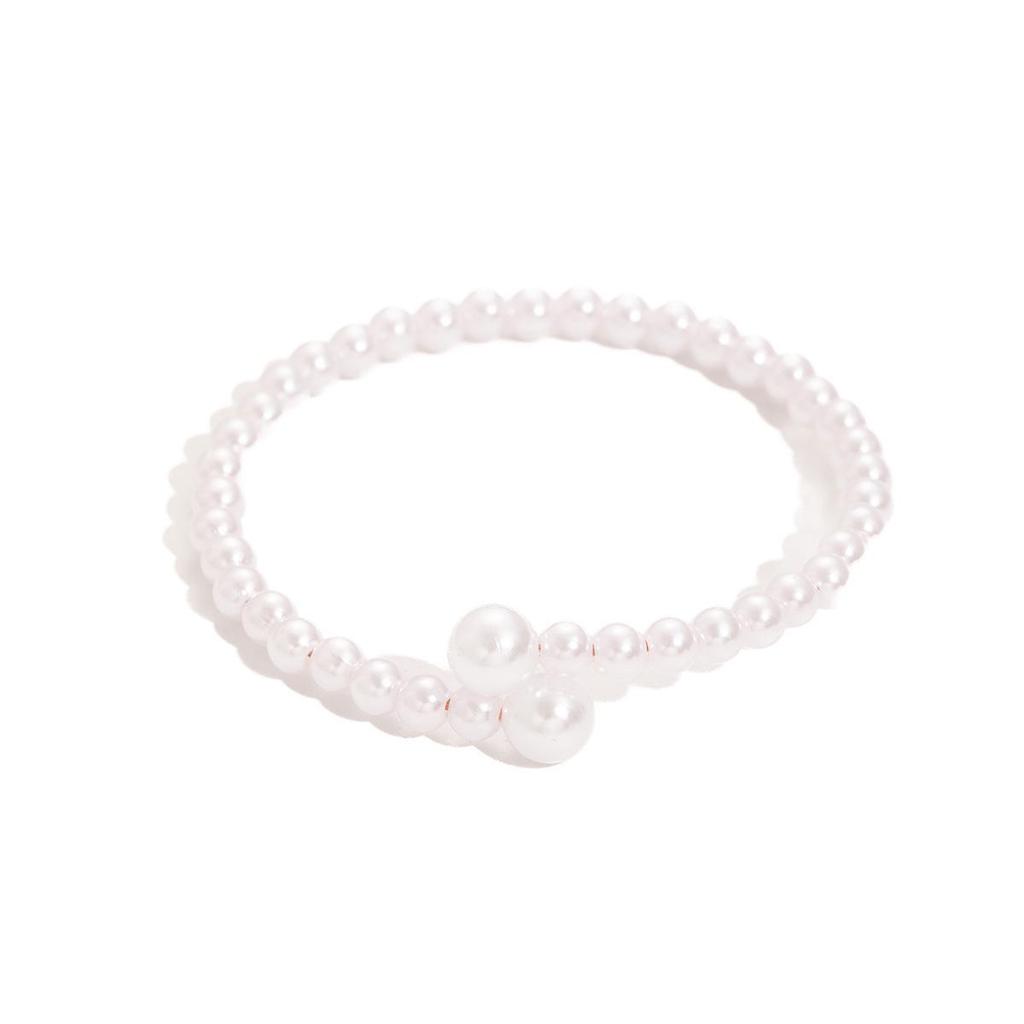 Korean Simple Versatile Beaded Pearl Bracelet for Women - Adjustable Baroque Style