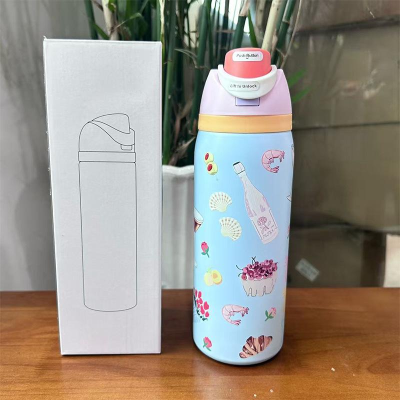 Borraccia in Acciaio Inossidabile 32oz Borraccia Termica Sottovuoto con Cannuccia e Tappo Ermetico Borracce Termiche Portatili da Mano