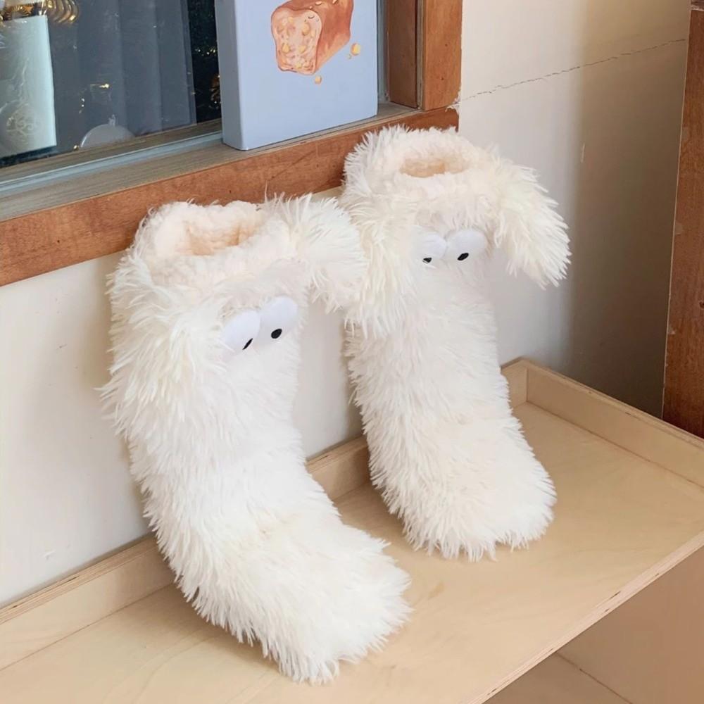 Big Eyes Non-slip Floor Socks Cartoon Coral Fleece Socks Slipper Socks with Puppy Ears  Girls