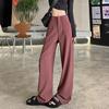 Pantalon large drapé au design sensuel pour femmes au printemps, nouvelle version taille haute slim et étroite, pantalon décontracté à jambe droite