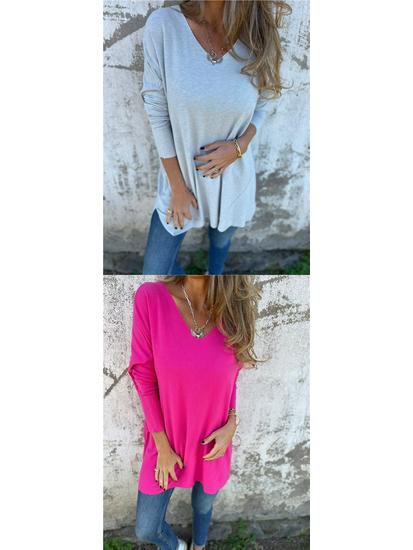 European & American 2026 Spring/Autumn Solid V-neck Knit Loose Women's Top