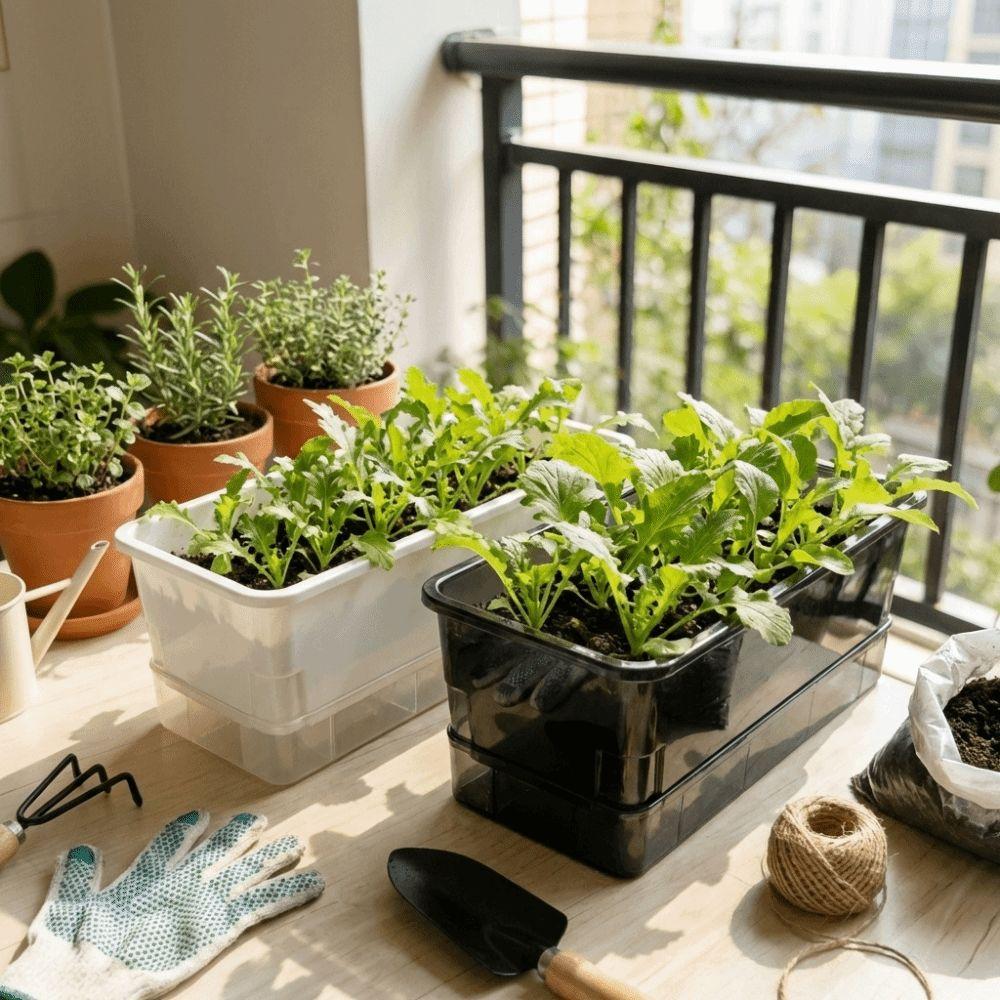 Self Watering Seedling Tray Plastic Growing Box Practical Plant Nursery Pot Vegetable Gardening