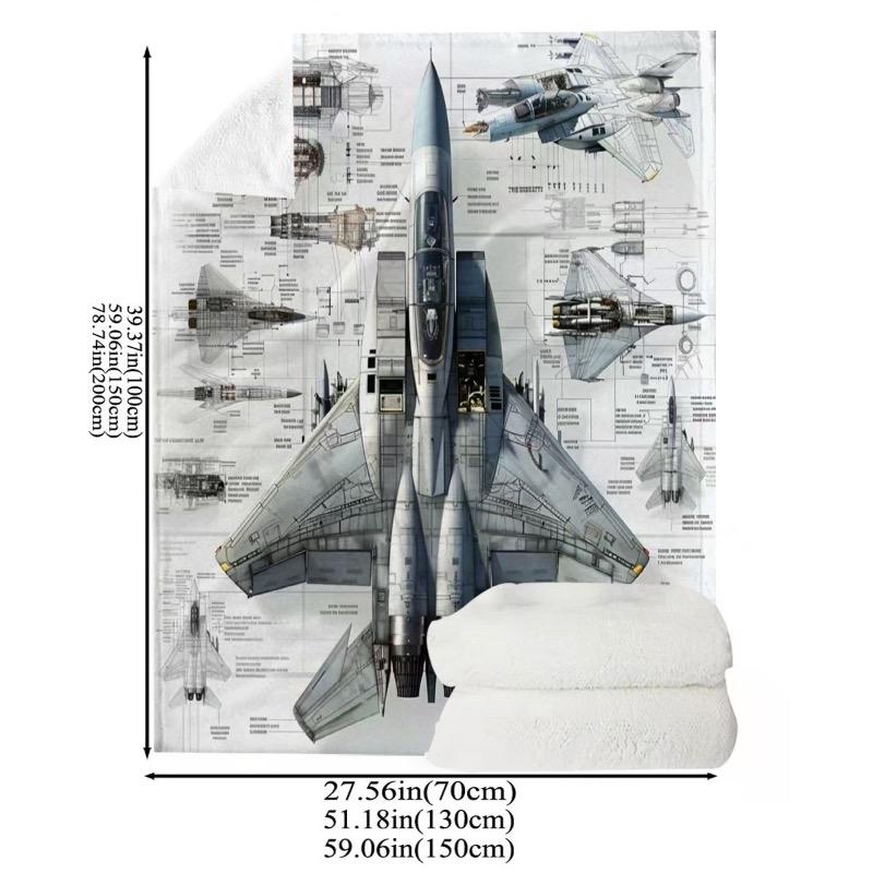 Ultra-Soft Fighter Jet Print Flannel Throw Blanket - Perfect For Couch Bed Travel And As A Gift
