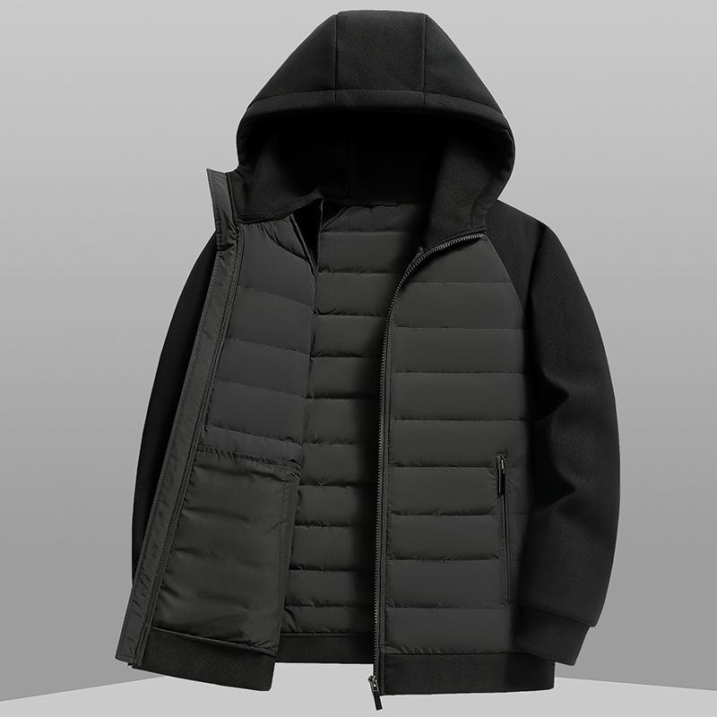 

Одинаковый стиль для мужчин и женщин, стиль для пары на открытом воздухе, легкая пуховая куртка, куртка с капюшоном, новая рабочая одежда для осени и зимы, пуховая куртка S чёрный